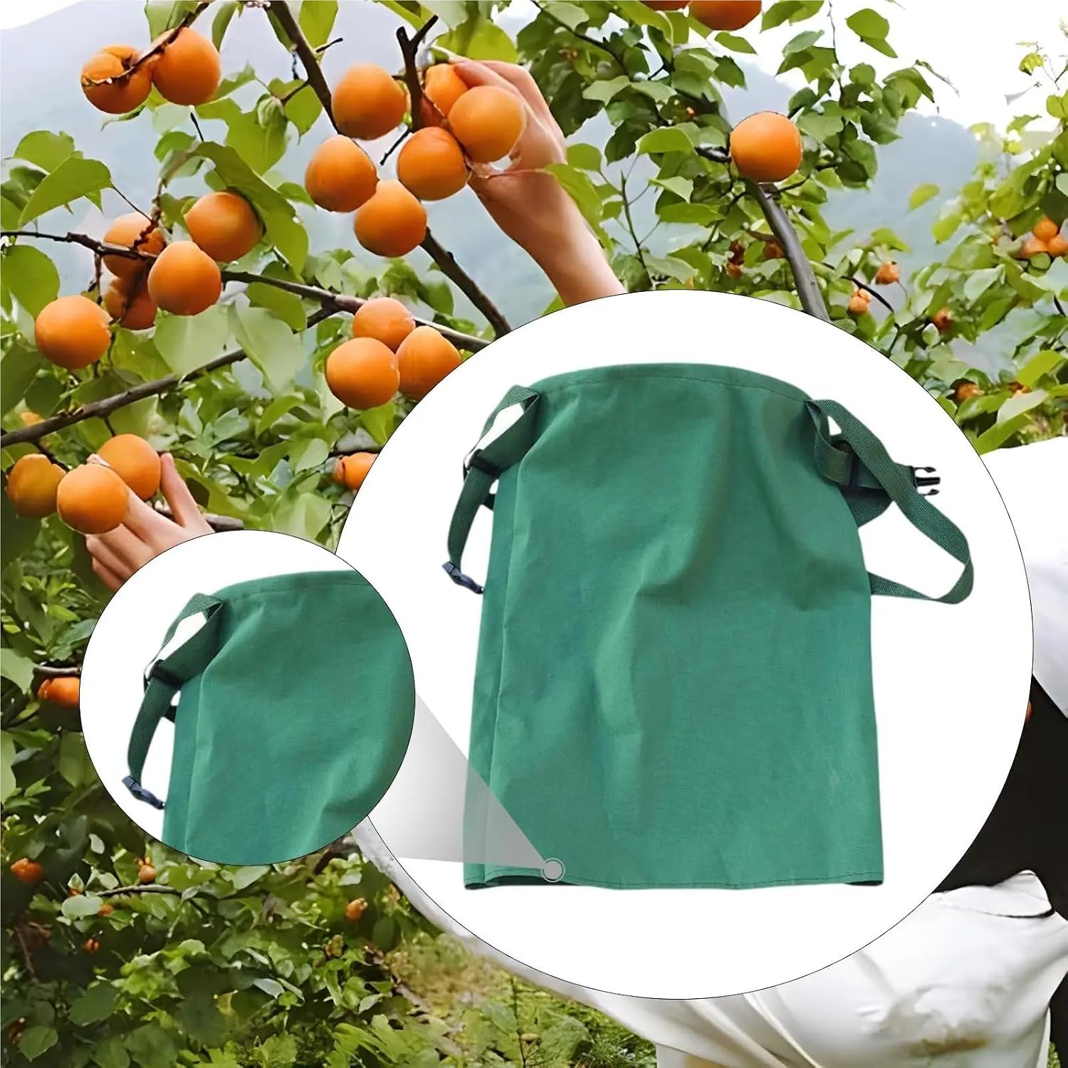 Harvest Fruit Picking Bag, Gathering Basket with Shoulder Strap, Garden Apron for Harvesting for Outdoor