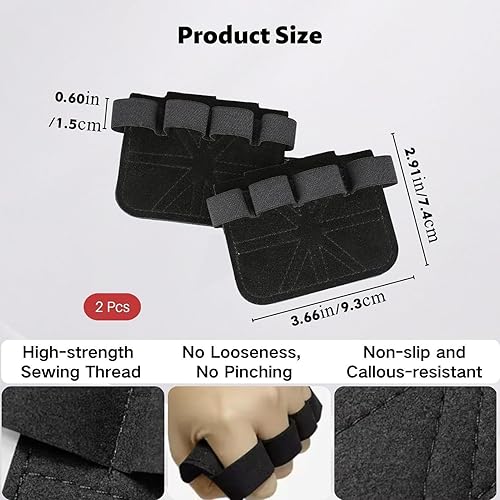 Miniatura 5 de Agarres de entrenamiento de cuero natural, protección de manos, 1 par de guantes de gimnasio sin dedos, alternativa mejorada, prevención de ampollas
