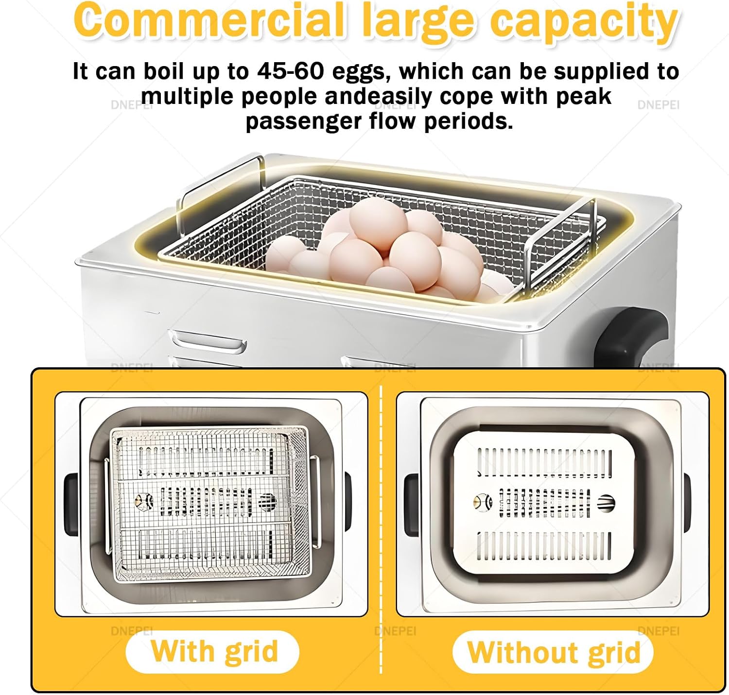 Multi-Function Commercial Egg Boiler Machine, Perfect for Hot Spring Eggs, Tea Eggs, Soft-Boiled, Stainless Steel Egg Cooker with 30-100°C Temp Control Timing-withoutgrid