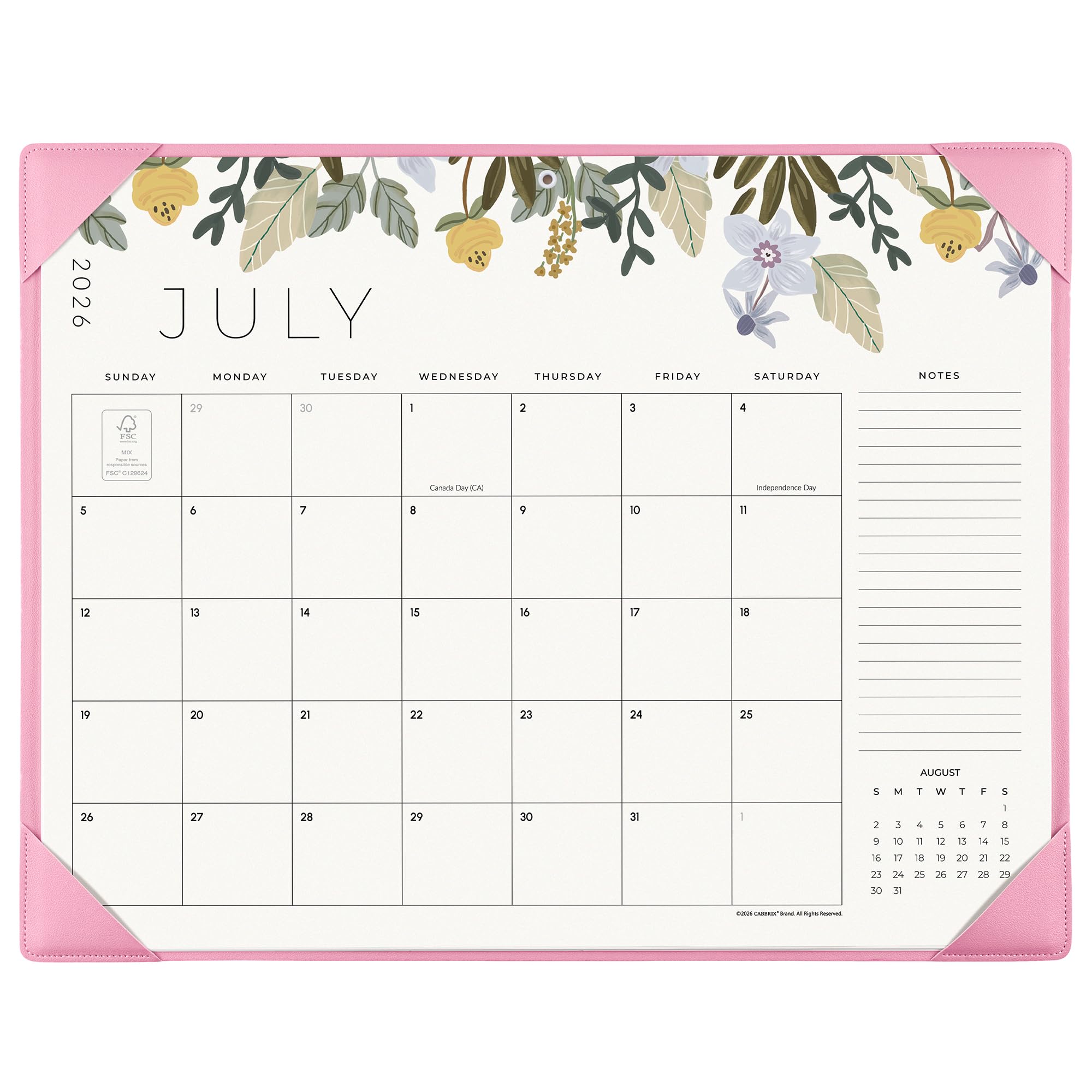 Cabbrix Calendario de escritorio floral (rosa)