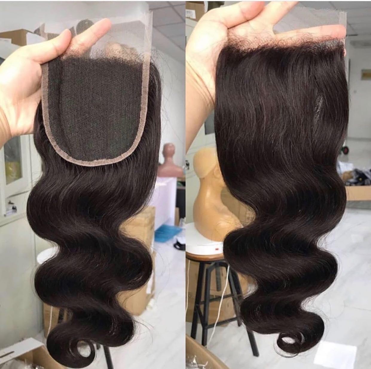 SKINLIKE Real HD Swiss Lace Closure Human Hair 5x5 Lace Closure with Clean Hairline Much More Density Full Cuticle Aligned Brazilian Human Hair Body Wave Style (12inch, HD BW 5x5 lace clsoure)