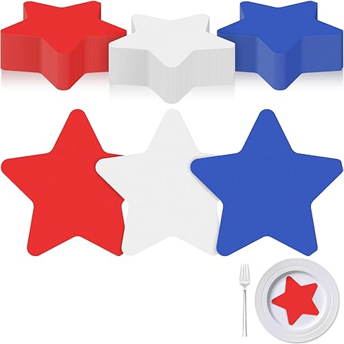 Vista 14 de Nuanchu 200 servilletas de papel desechables patrióticas con la bandera estadounidense, 4 de julio, color rojo, blanco y azul, para el Día