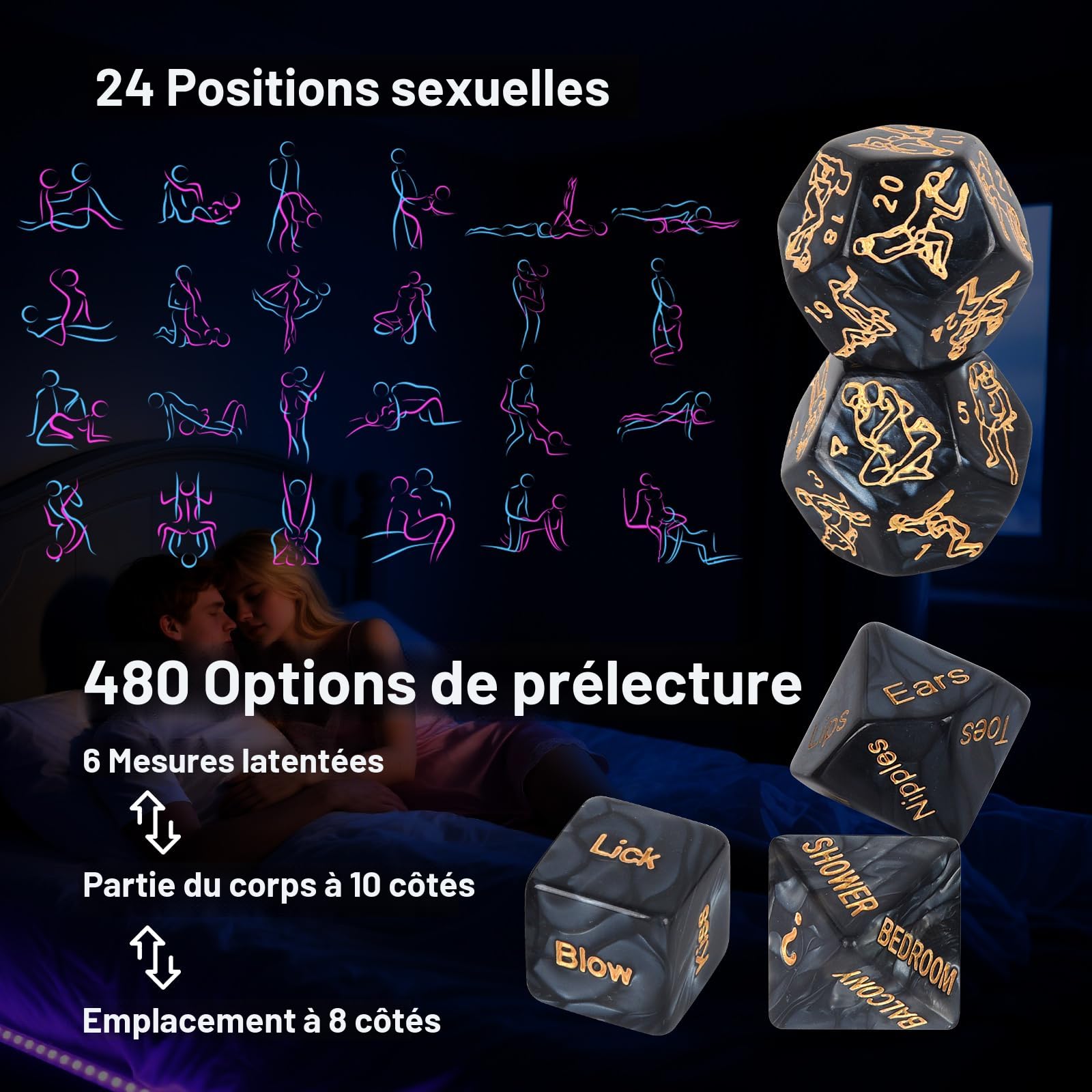 LQIOACU jeux sexuelle adulte couple, jeux érotiques, jeux érotiques pour couple, dés de jeu pour couples, jeux de dés pour adultes pour jeux de rôle, dés amusants pour adultes, 2 pièce