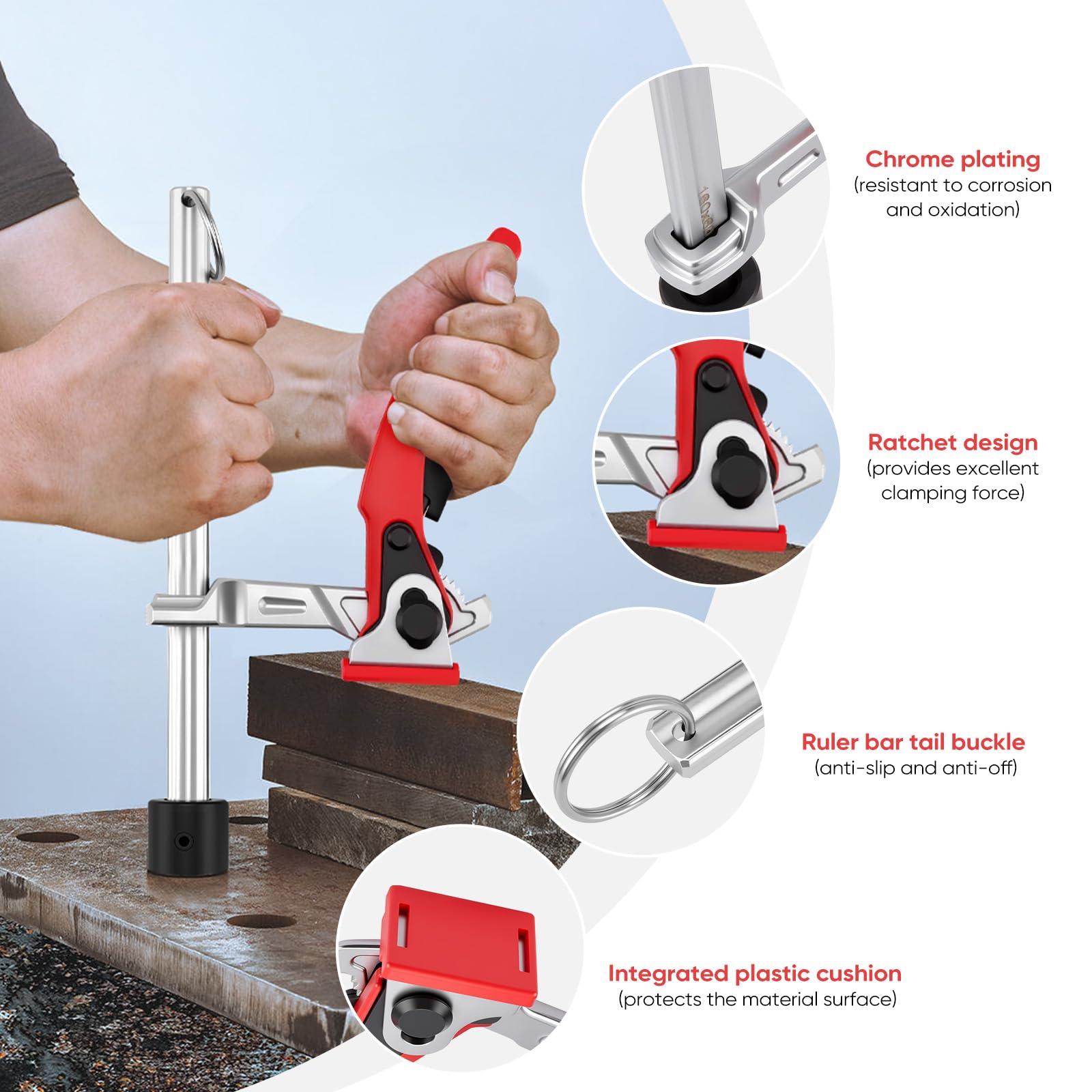 Sargentos de Apriete 20mm, 2pcs Abrazaderas de Palanca de Acero, Dispositivo de Sujeción para Mesas de Soldadura Multifuncionales, con Capacidad de 160mm y Profundidad de Garganta de 60mm