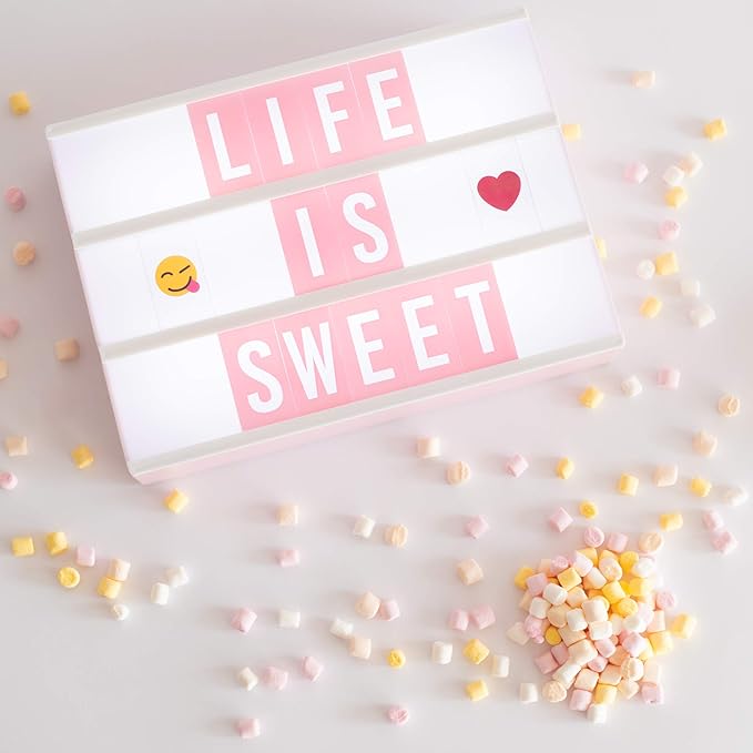 BONNYCO Caja de Luz Rosa con 400 Letras y Emojis, Decoración Hogar miniatura 2