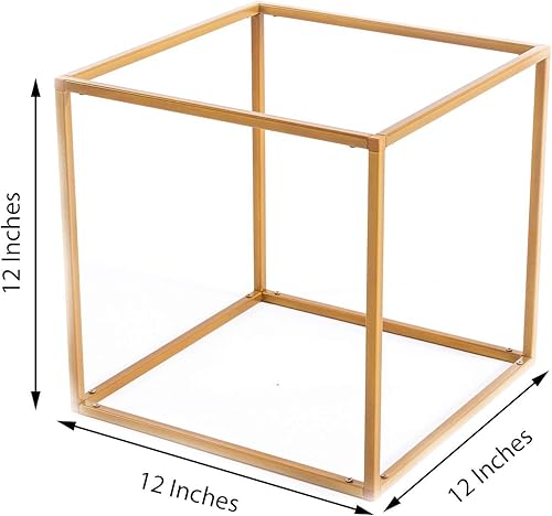 Miniatura 4 de 2 soportes cuadrados geométricos de metal mate dorado de 12 pulgadas de alto, soportes para floreros, bodas, fiestas, hogar, eventos, centros de mesa