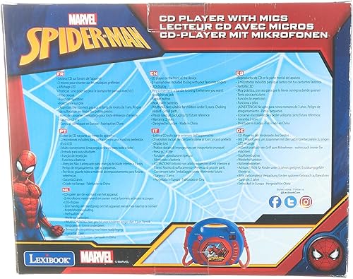Vista 7 de Lexibook Marvel Spider-Man Peter Parker - Reproductor de CD para niños con 2 micrófonos de juguete, conector para auriculares, con baterías, azul
