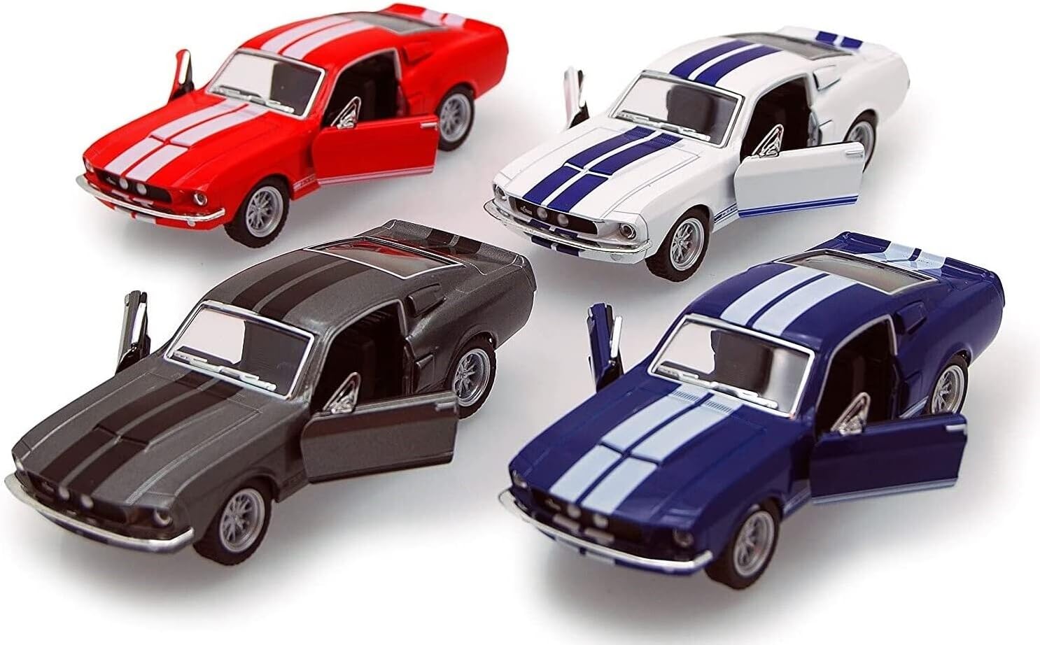 1967 Ford Shelby Mustang GT500 1:38 Scale 5 Inch Die-Cast Metal Model Muscle Car (4 Sets)
