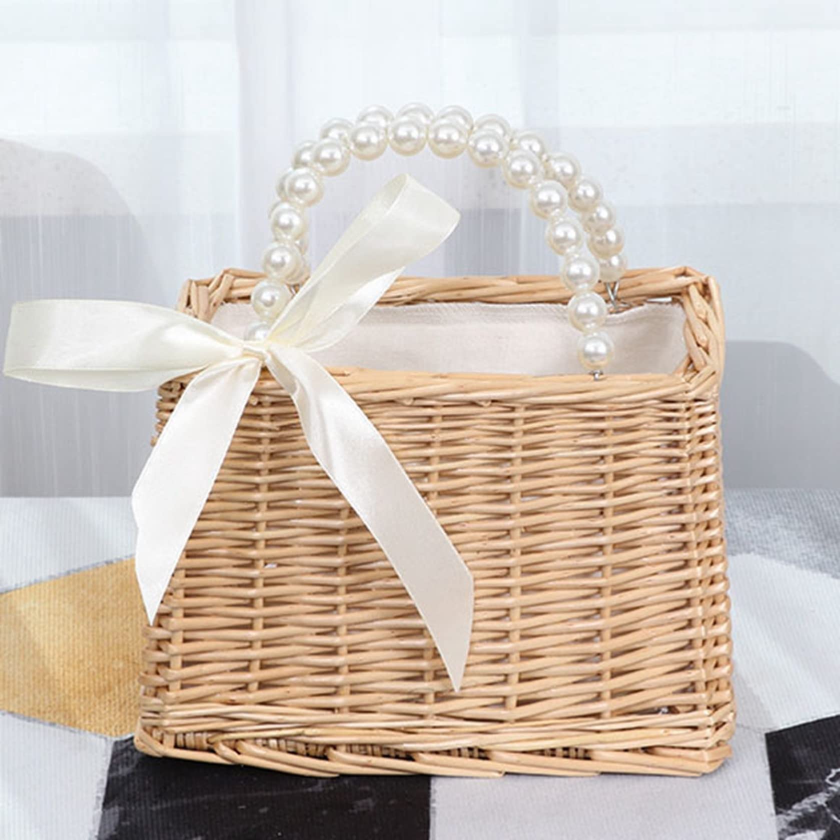 Amazon.co.jp: 藤編みバッグ かごバッグ ストロー バスケットバッグ