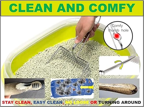 Miniatura 4 de Cuchara de arena de metal, tamiz de metal sólido, pala de metal para arena para gatos, cuchara de orina para gatos, cuchara de arena con soporte,