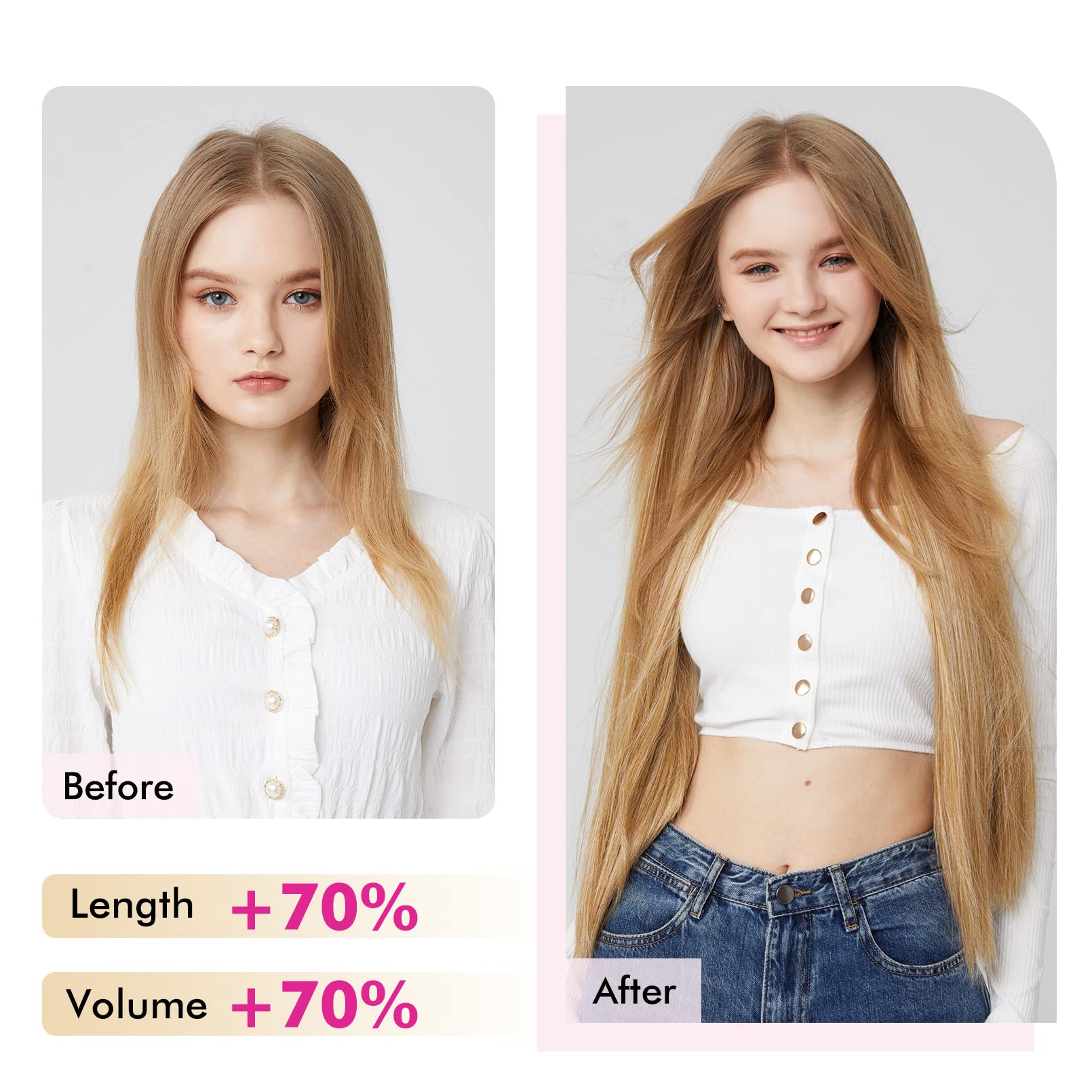 - - 24” WHITE BLONDE STRAIGHT 280 G  4 PEICE CLIP INS Amazon.com : Clip in hair extensions，LONAI 6PCS Straight 24  main image 3