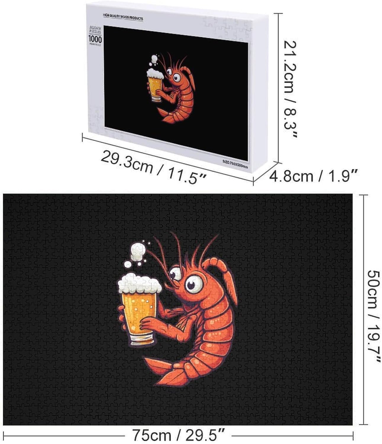Shrimp Beer Wood Puzzle Challenging Jigsaw Puzzles for Women Men