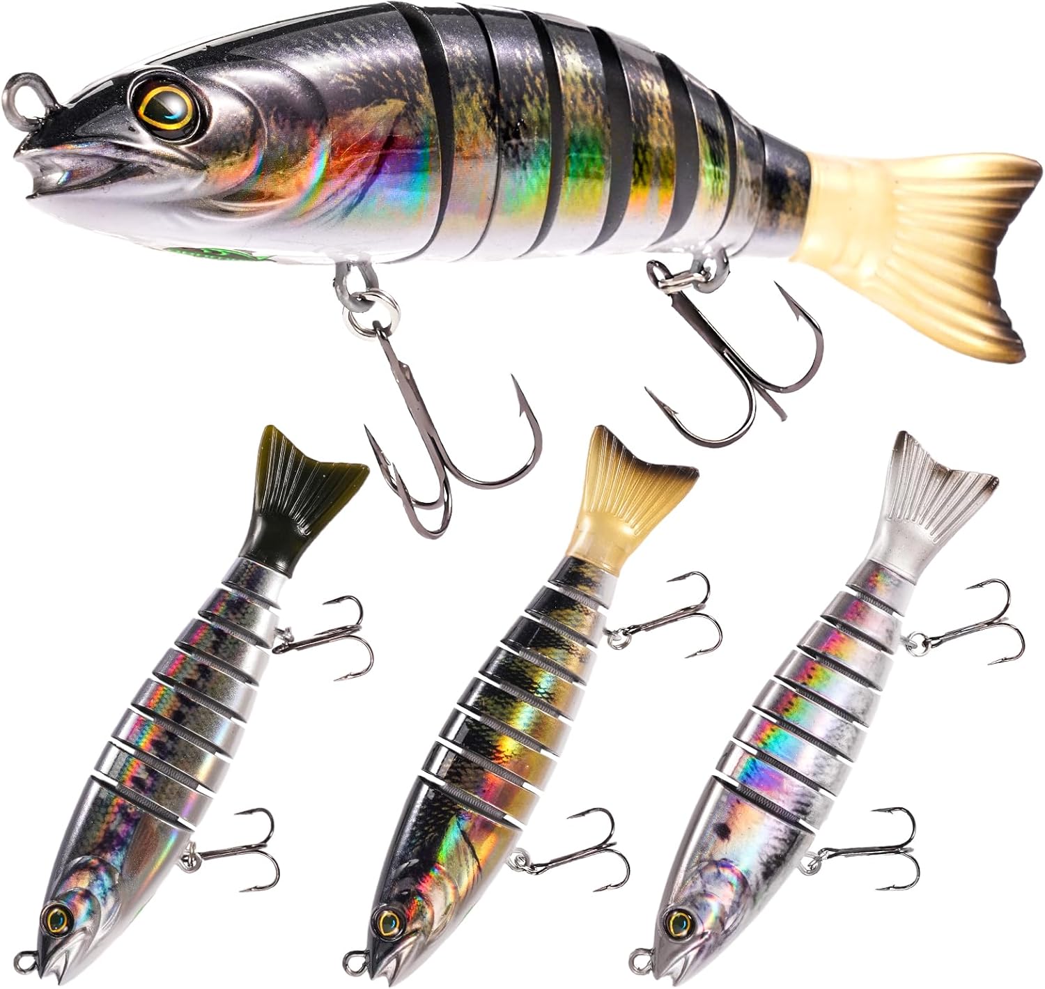FONMANG SWIMPRO Swimbaits Northern Pike Fishing Lures,6.5in Glide Bait for Bass Fishing,3PCS Multi Jointed Swim baits, Musky Lures with 3D Holographic Bionic Finish, 2026 New