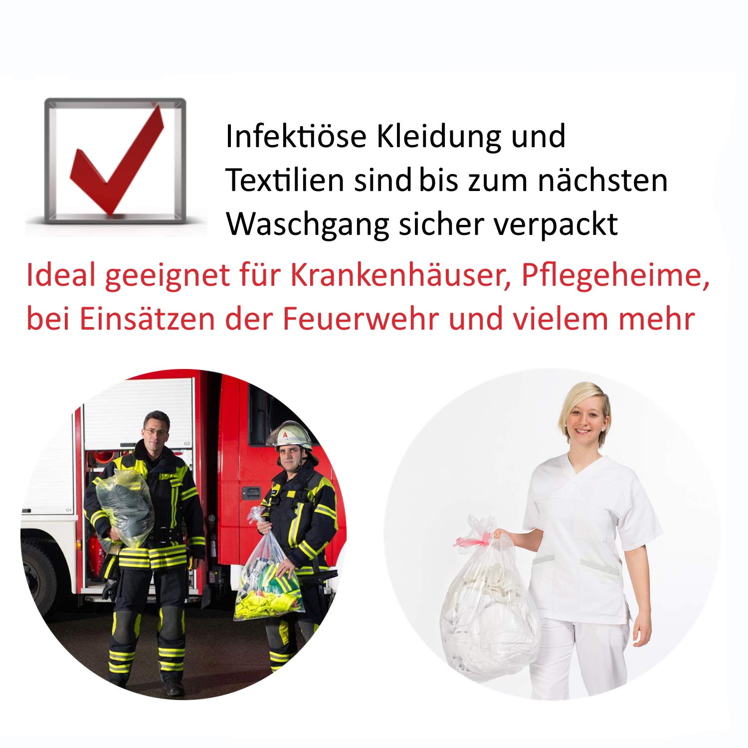 Hygiene-Netzwerk Wäschebeutel | 1000 wasserlösliche Wäschesäcke | 66 x 84 cm | 87 Liter | Tragkraft 12kg | wasserlöslich ab 60°C | für Infektions- und Schmutzwäsche | für den gewerblichen Einsatz