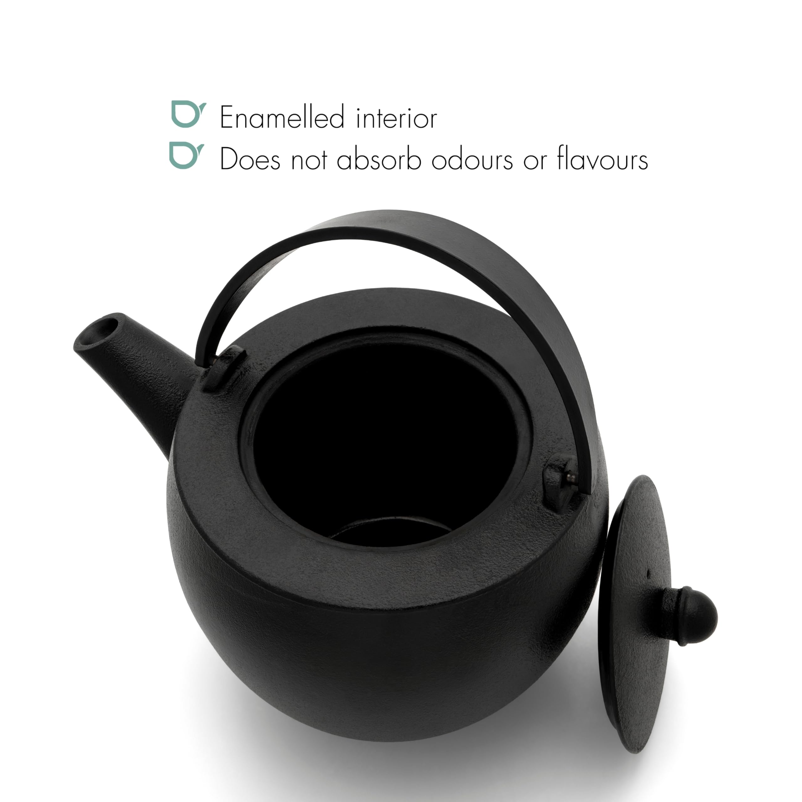 Bredemeijer Tetera grande de hierro fundido de 1,2 litros, con calientaplatos para 1 vela y filtro de té de acero inoxidable