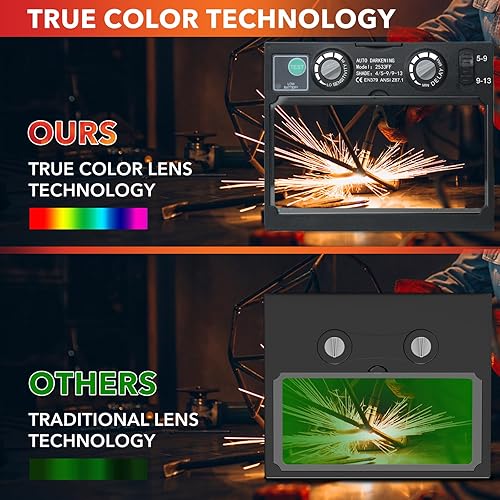 Miniatura 3 de JustHot Casco de soldadura True Color Solar alimentado por batería Auto oscurecimiento campana de soldadura 1112 Claridad óptica superior 4 Sensor
