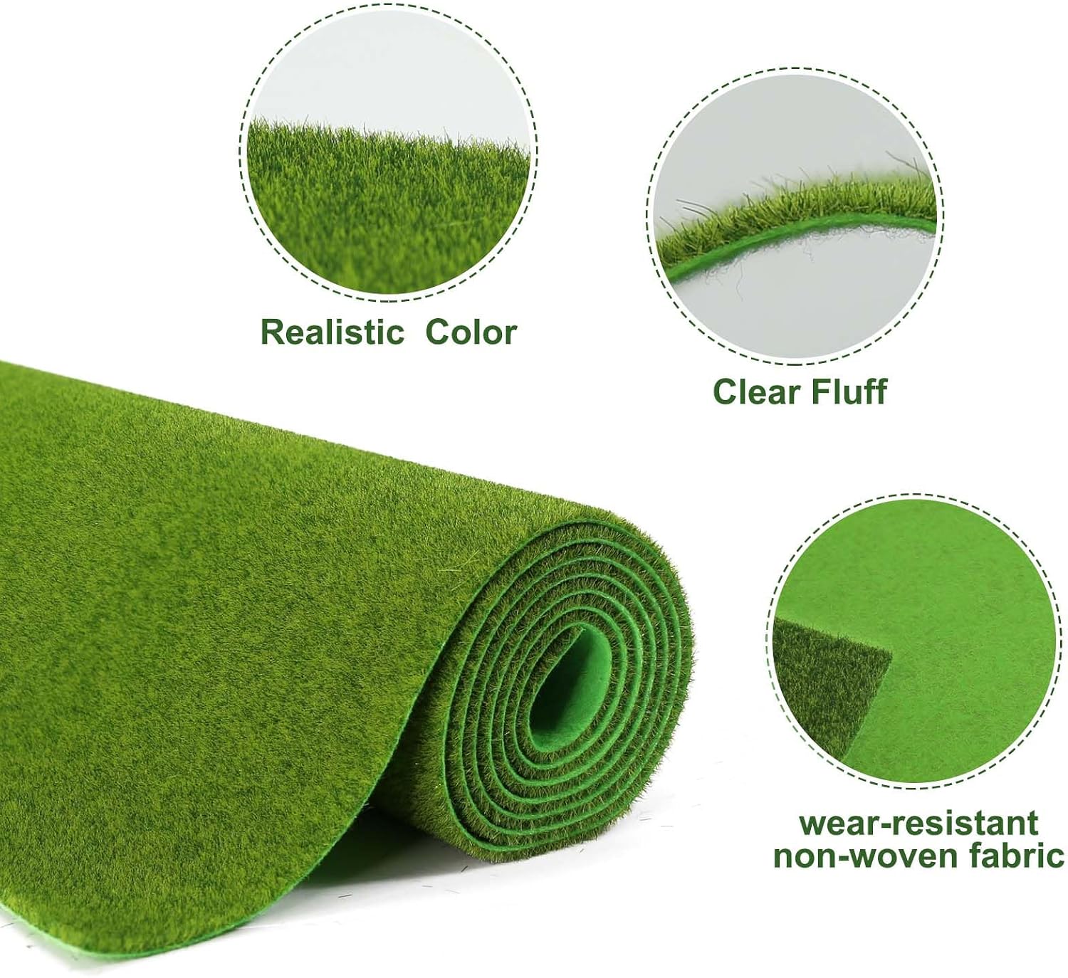 CP413GY Artificial Model Grass Mat Trains Grass Green 40 x 99cm or 16"x 38"for Decoration Craft Scenery Model DIY (3mm(0.11inch))