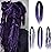 Sangtok Double Ended 3 in 1 Dreadlock Extensions, 24 inch 15pcs Ombre Purple Mixed Dreads Extensions Set DE Dreads with Curly Dreadlocks for White Women