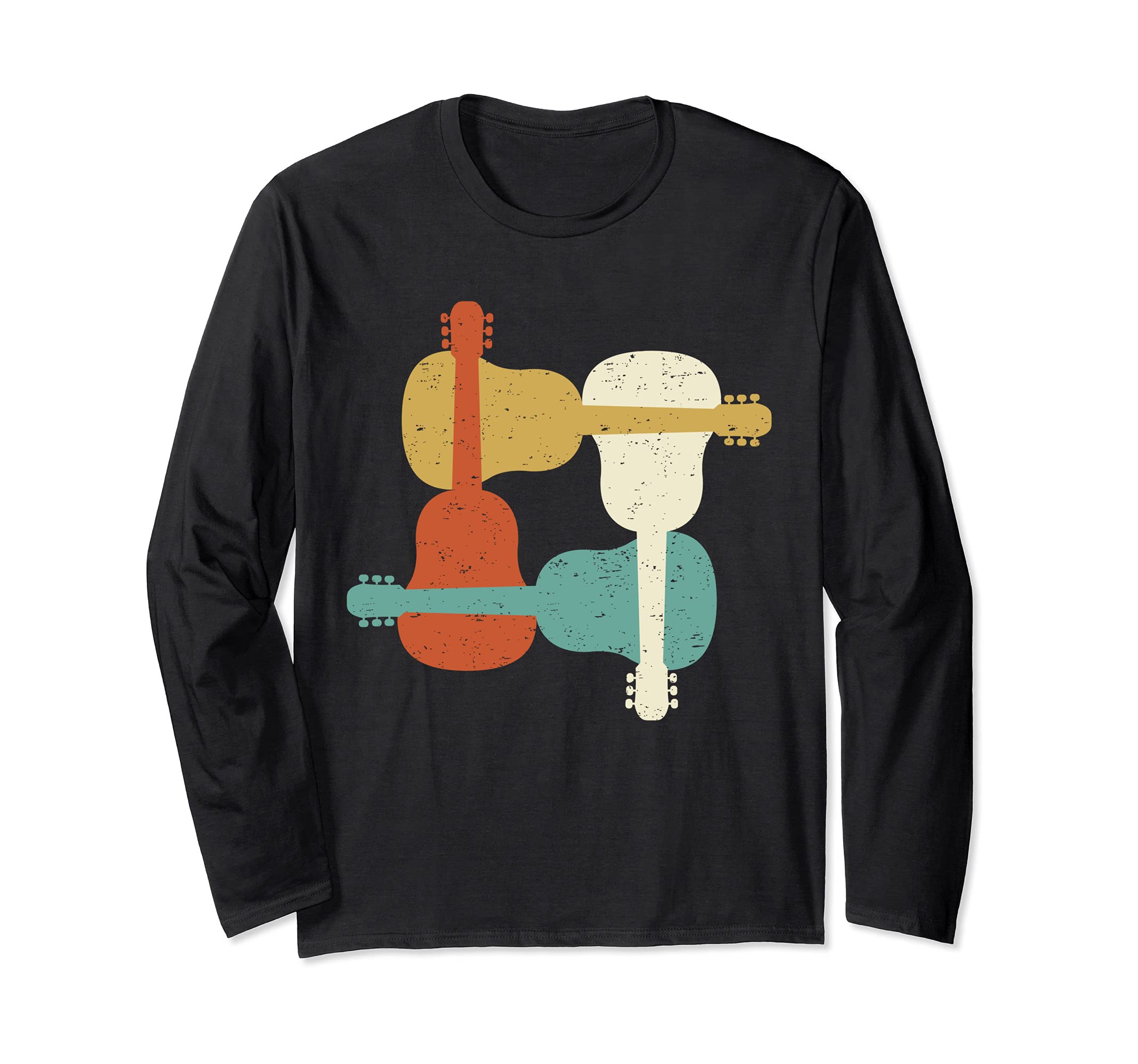 Classical Guitar Player, Guitarist, Classic I Retro Long Sleeve T-Shirt, Black
