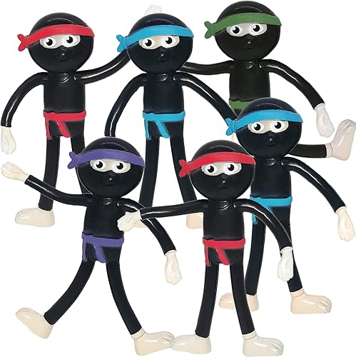 ArtCreativity Figuras de ninja flexibles, juego de 12, juguetes ninja flexibles para niños, juguetes antiestrés para aliviar el estrés, recuerdos de