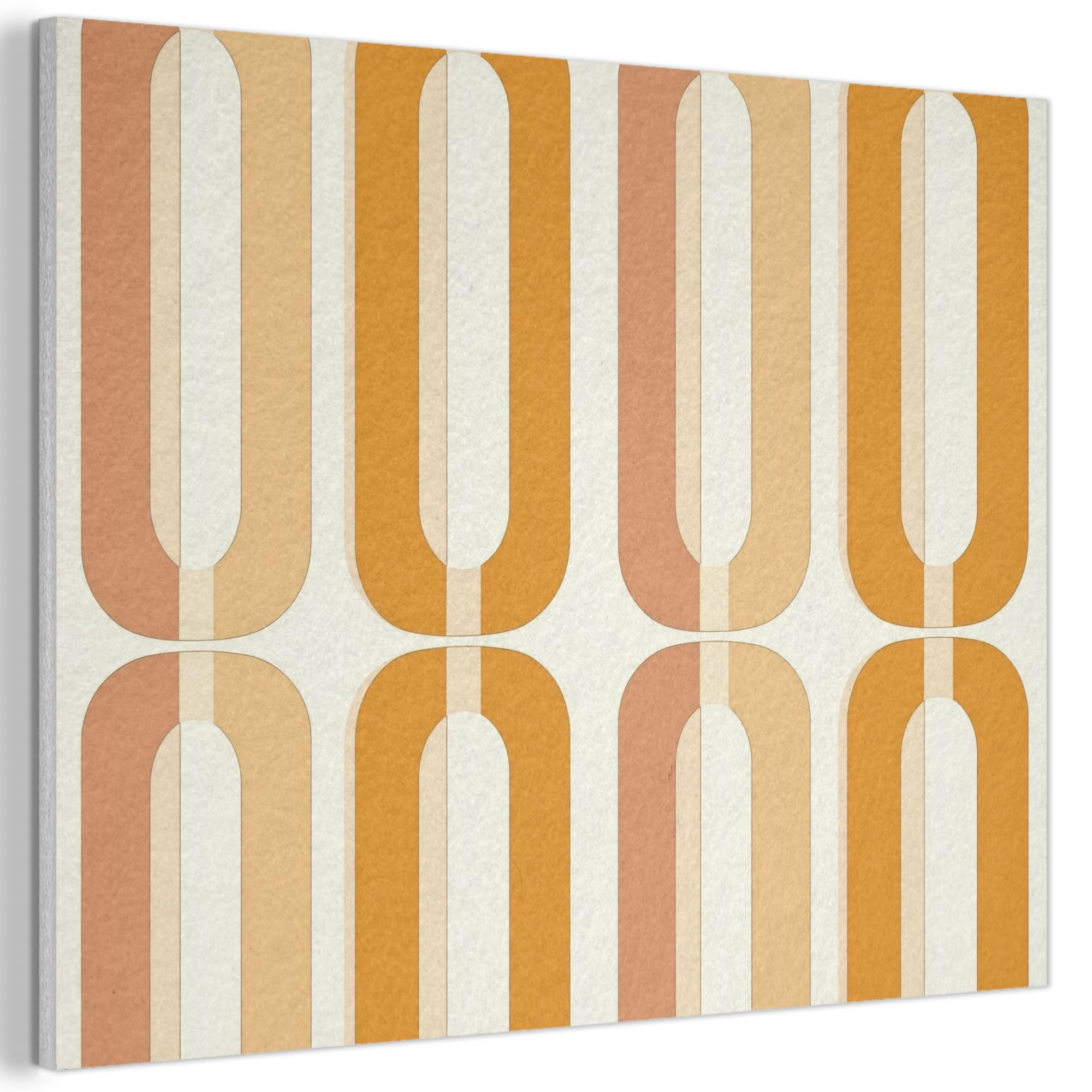 MuchoWow© Felt Panel 70x50 cm Framed Design Print Accent Interior Wallart Decoration Wall Art U-shape - Retro - Orange