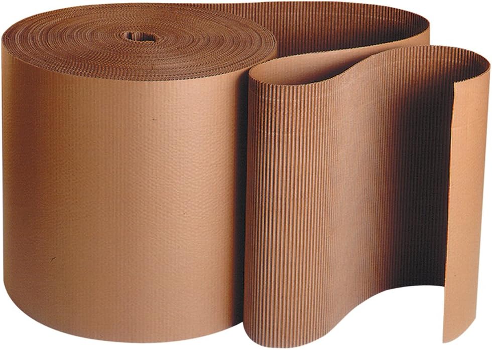 Box USA Corrugated Cardboard Roll, 4" x 250', Single Face, A-Flute, Kraft, Flexible Wrap for Protecting Glass, Metal and Other Fragile Items from Scratches, Chips or Breaks, 1 Roll