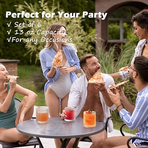 Miniatura 4 de Hobnail - Juego de 6 vasos (13 onzas), vasos vintage, vasos de cóctel, vasos de vidrio en relieve para cocina, juego de vasos para cerveza, jugo,