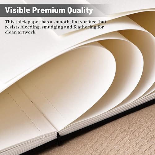 Miniatura 6 de Libro de bocetos de tapa dura de 9 x 12 pulgadas, bloc de dibujo de cuaderno de bocetos, papel de dibujo liso grueso de 160 GSM, 46 hojas92 páginas,