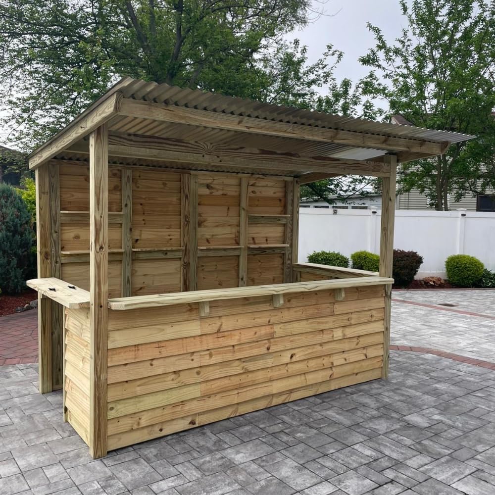 Taverns-To-Go Backyard Outdoor Bar – 10′ x 5′ Castlebar Large-Size Patio Bar – Free Professional Delivery & Assembly, Durable Pressure-Treated Wood, Ready for Entertaining
