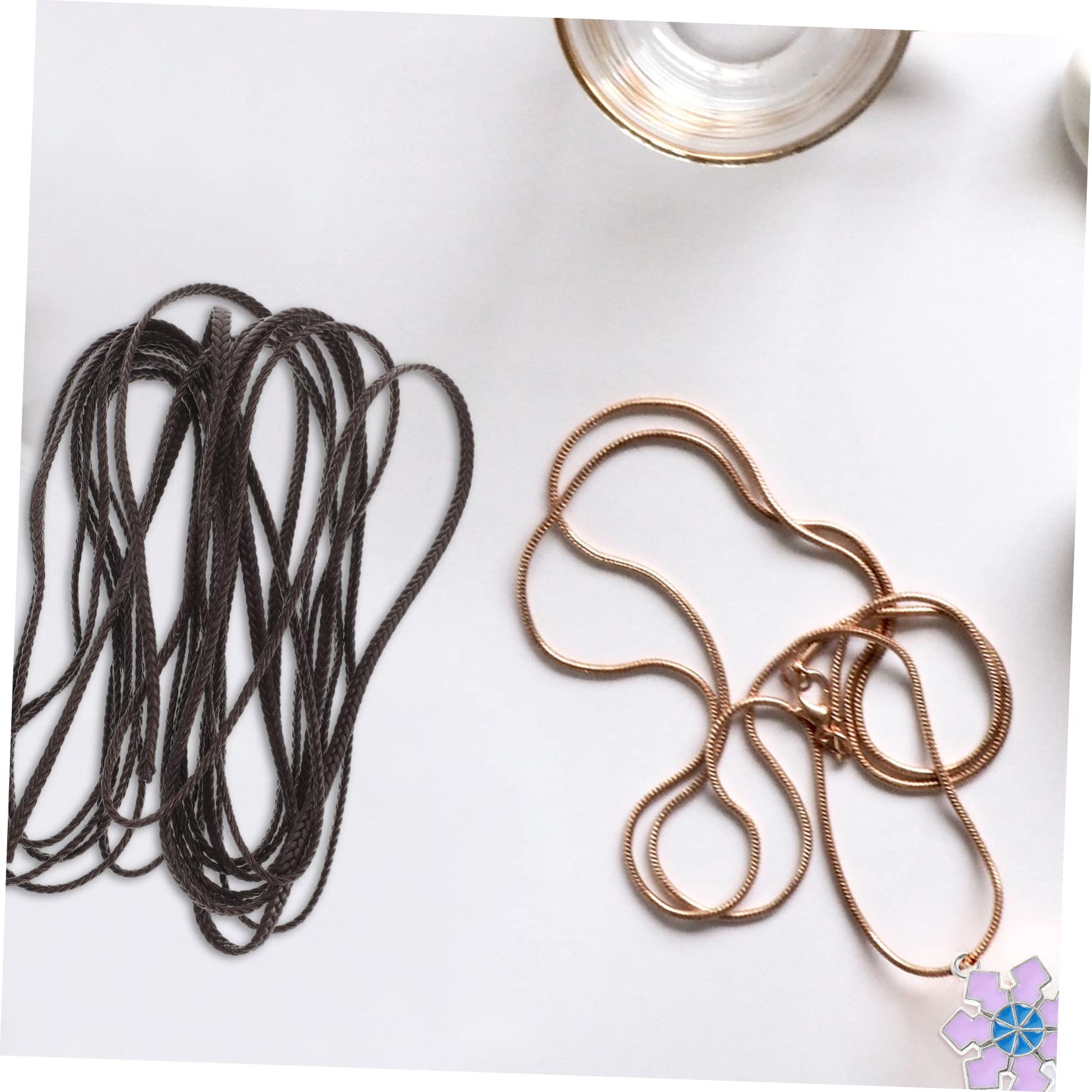 Operitacx 4pezzi Cordoncino Piatto Pu Per Creazione Gioielli Corda Per Collane Bracciali e Decorazioni Fai Da Te Scuro