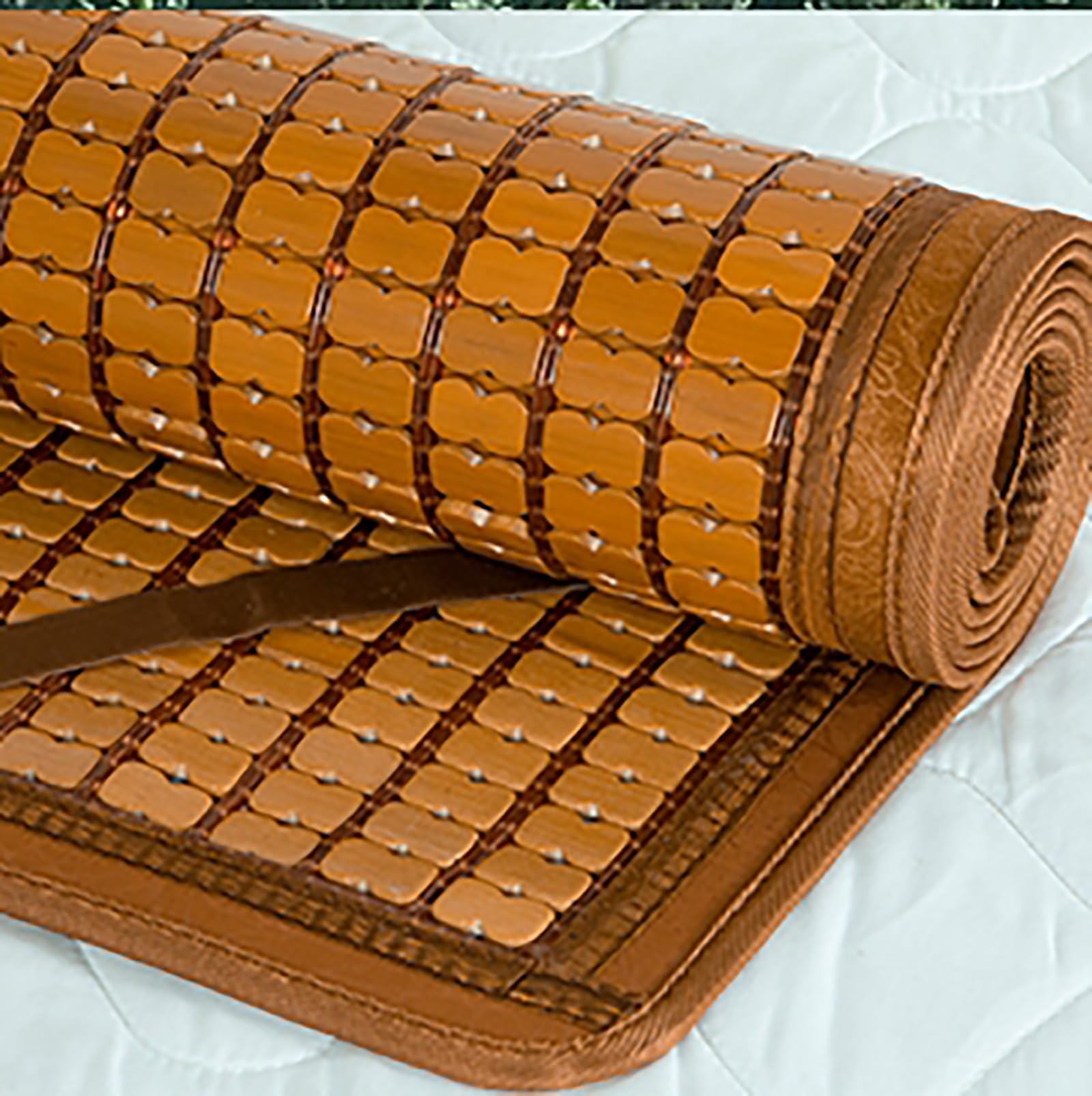 JYBNBBE Foldable Natural Bamboo Cooling Mat - Double-Sided Summer Mattress Topper for Twin/Queen Beds Breathable Rattan Sleep Pad for Living Room & Bedroom (One Color 90 * 190cm)