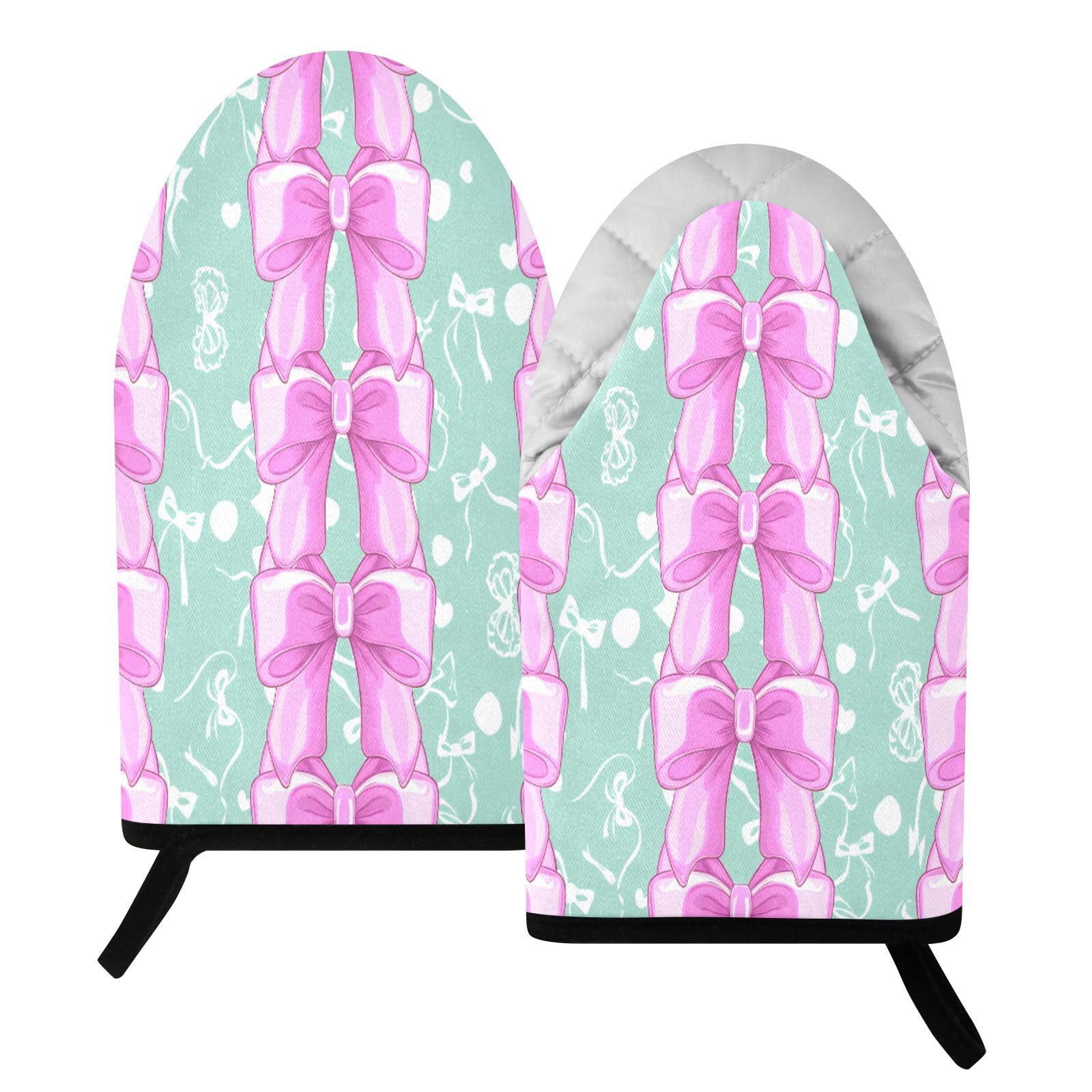BURSTDDY Bows Oven Mitt,Heat Resistant Kitchen Mitts for Cooking