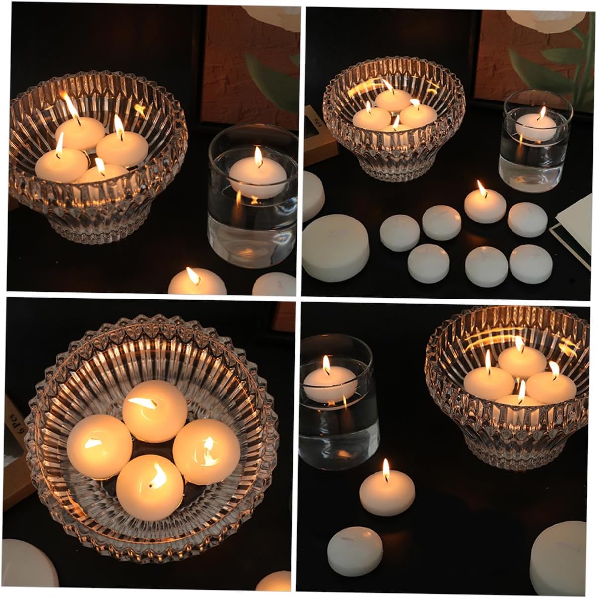 6pcs Small Round Floating Candles 4.5x2.5cm Unscented Dripless Wax Tealight Candles for Wedding Party Romantic Home Decor and Festival Use