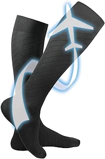Truform Travel Compression Socks for Men and Women, 15-20 Knee High Over Calf Length, Charcoal, X-Large