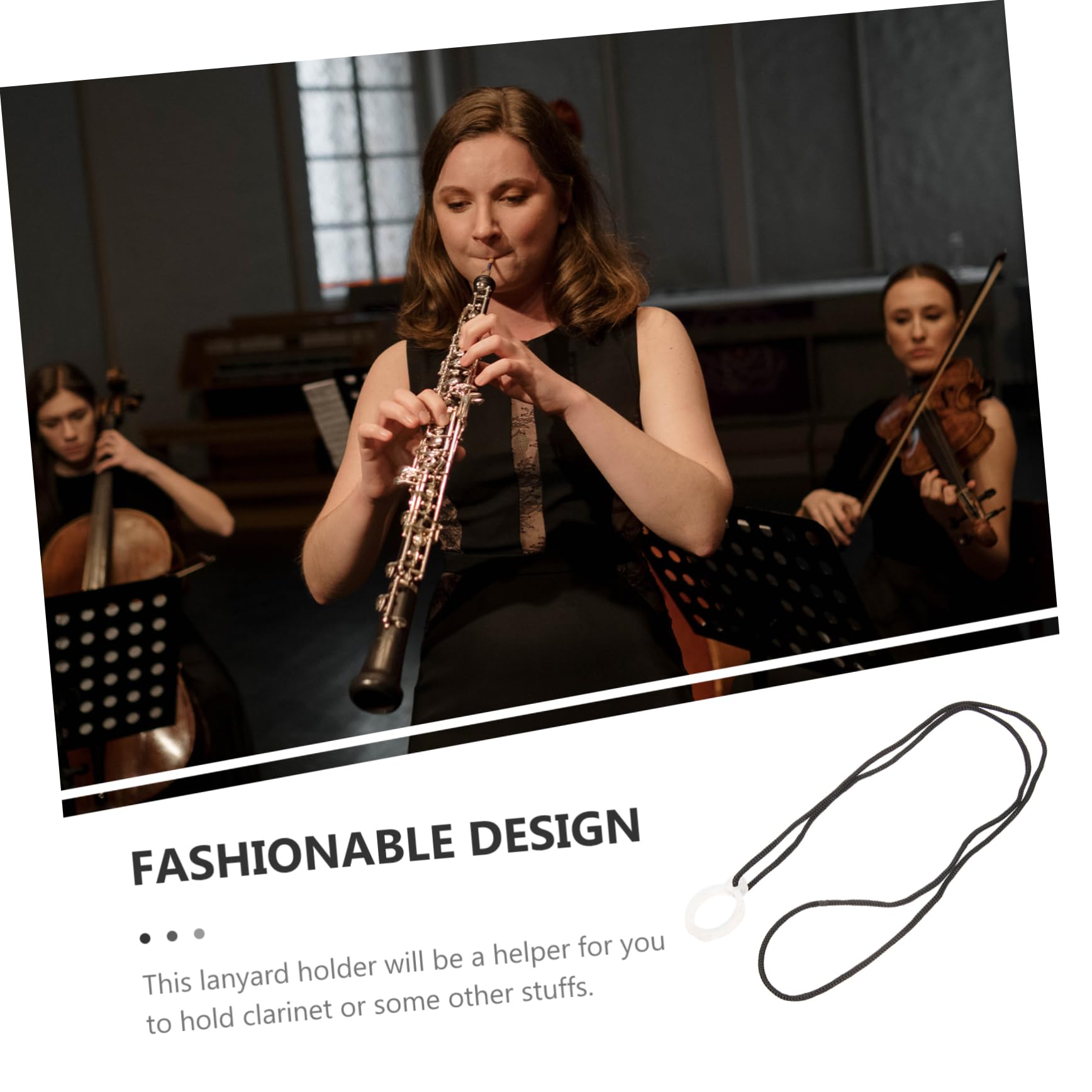 HEMOTON Clarinet Hanging Rope Black Lanyard Portable Clarinet Hanger Durable Cable Soft Cord