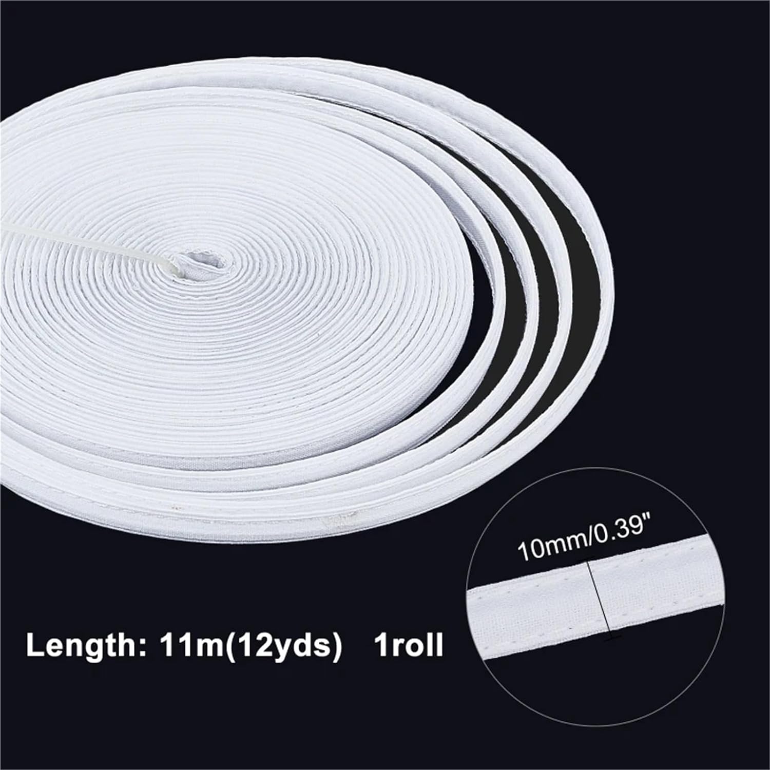 Boning for Corset Making 2 Roll Polyester Boning Cotton Covered 12 Yards 10mm Poly Sewing Garment Accessories Bra Tool for Corsets Bridal Gowns(Black)