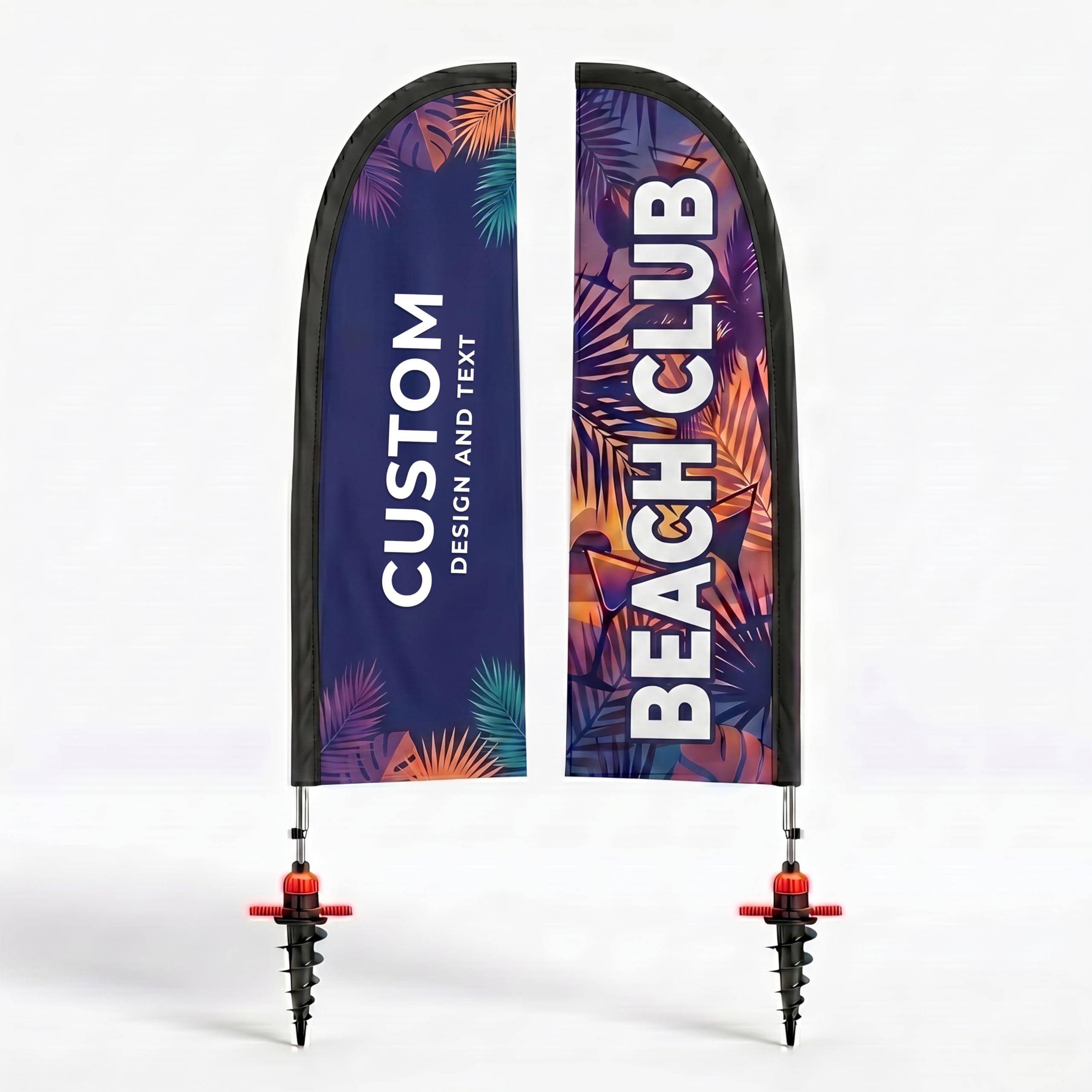 Cimpress Custom Sail Flag 2.6m, Add Your Logo or Text, Double Sided Advertising Beach Flag with Pole Set for Outdoor Advertising, Events, Hospitality, Real Estate