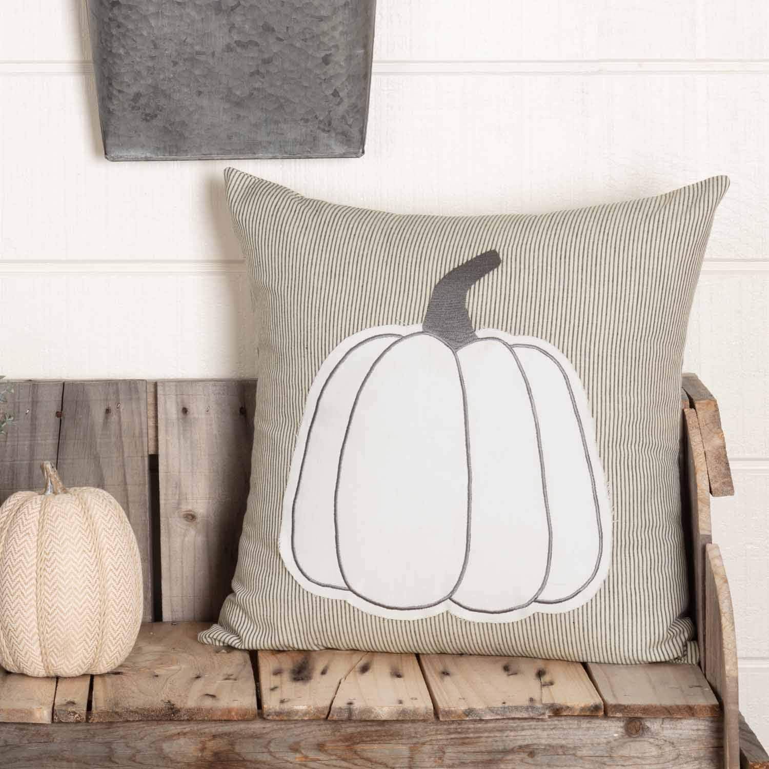 Piper Classics White Pumpkin Applique Pillow Cover 20x20