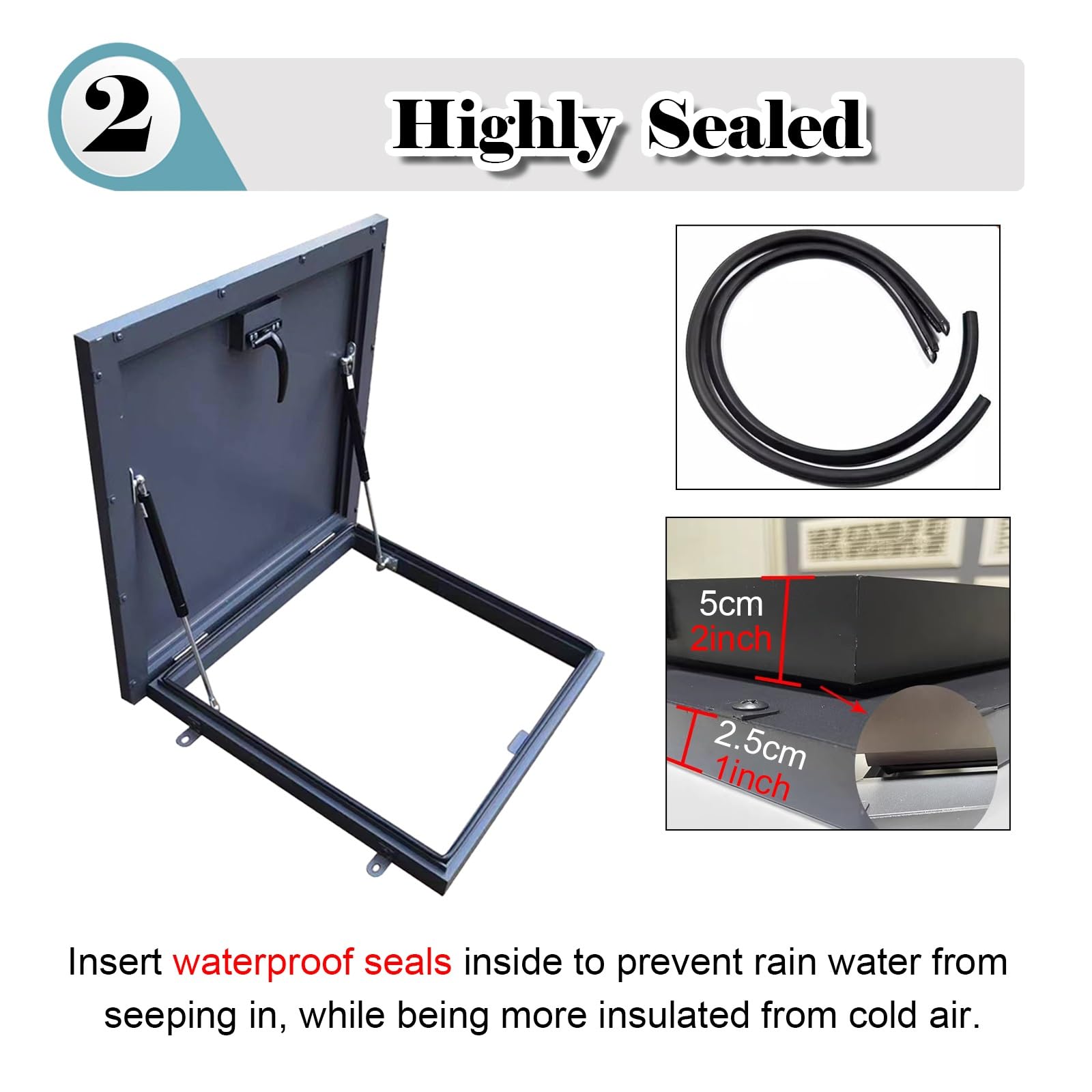 Genérico Escotilla de Techo Resistente y Personalizable con Asas - Cubierta de tragaluz Impermeable y antirrobo, Junta de escotilla de Mantenimiento de Metal (60x60 cm / 23,6x23,6 Pulgadas) para Uso