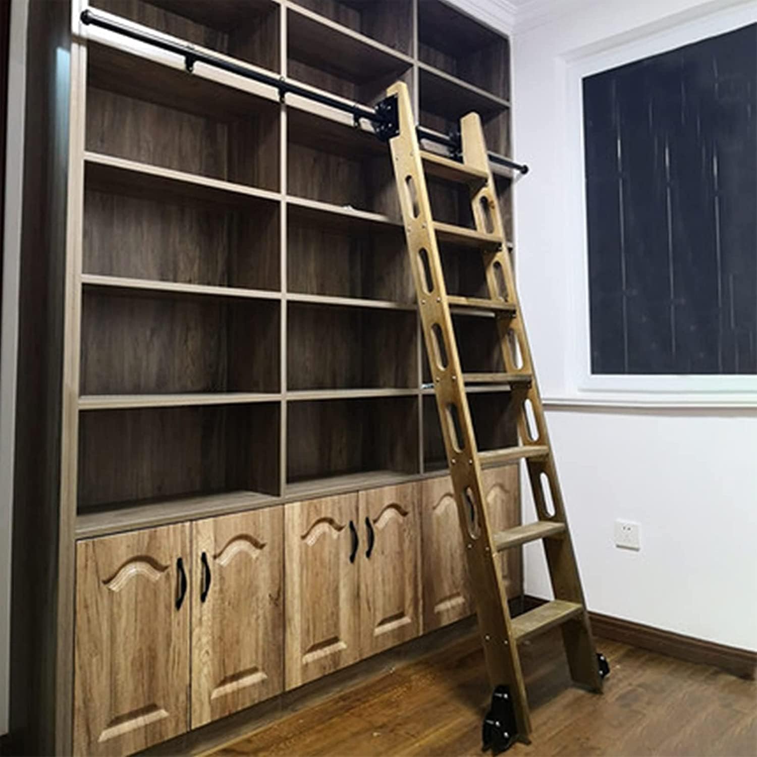 Sliding Hardware Rolling Library Kit (No Ladders) + Floor Rollers Rolling Ladder Hardware Kit Tracks/Rails Rolling Ladder Hardware Library Slide Hardware Kit Round Tracks/Rails