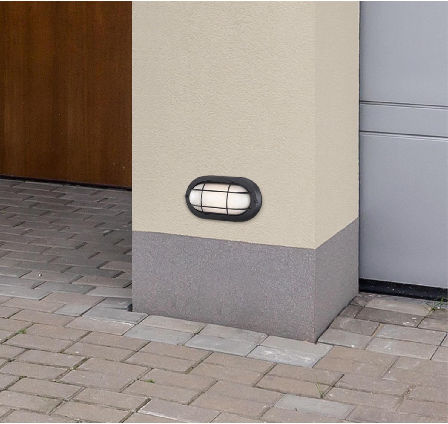 Westinghouse 6113600 Traditional One-Light Dimmable LED Outdoor Wall Light, Textured White Finish, White Glass