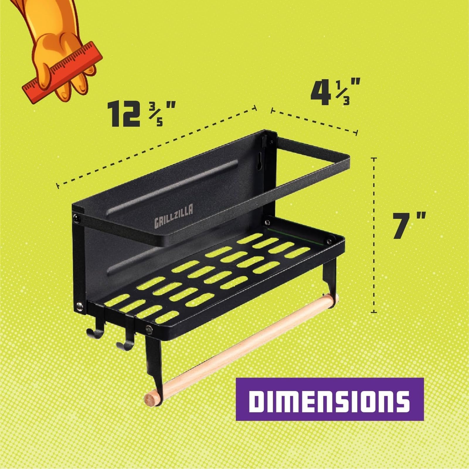 Grillzilla - Grill Armory - magnetyczny pojemnik na grilla - organizer na półki do grilla i uchwyt na narzędzia - mocna półka magnetyczna na grille gazowe, lodówki, piekarniki i wiele innych