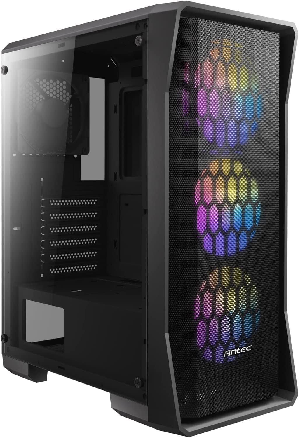 ANTEC NX Series NX360, pannello frontale in rete ad alto flusso d'aria, 4 ventole da 120 mm incluse, pannelli laterali in vetro temperato, supporto radiatore da 360 mm, case da gioco Mid-Tower ATX