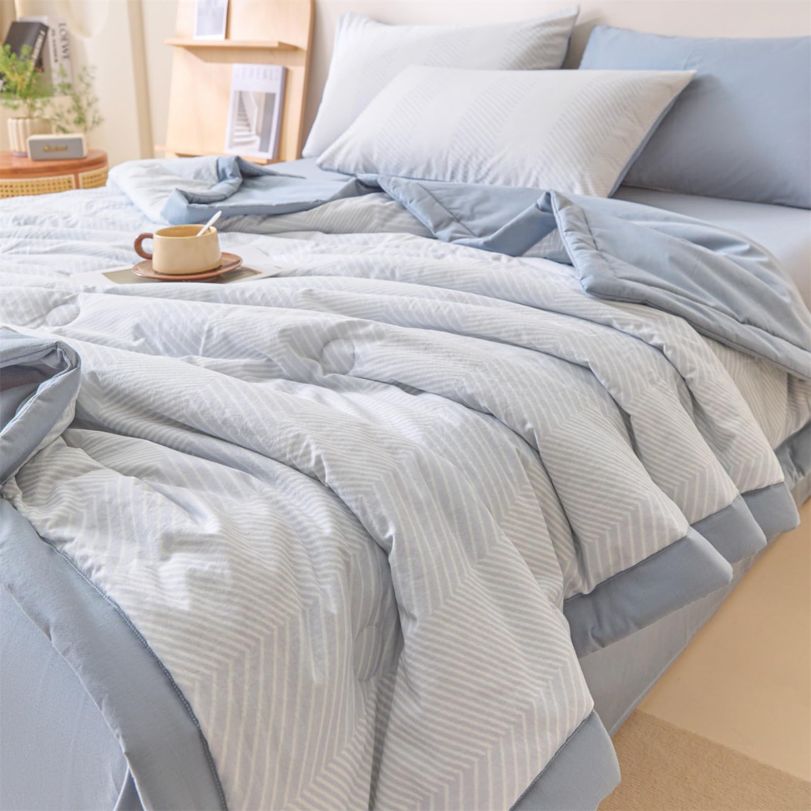 Odot Edredón Sin Funda 2.5 TOG Single A King (Cuadros 7,150x200cm) | Relleno Nórdico Verano Edredón Ligero y Transpirable Lavable a Máquina y Secado Rápido para las Noches Cálidas de Verano