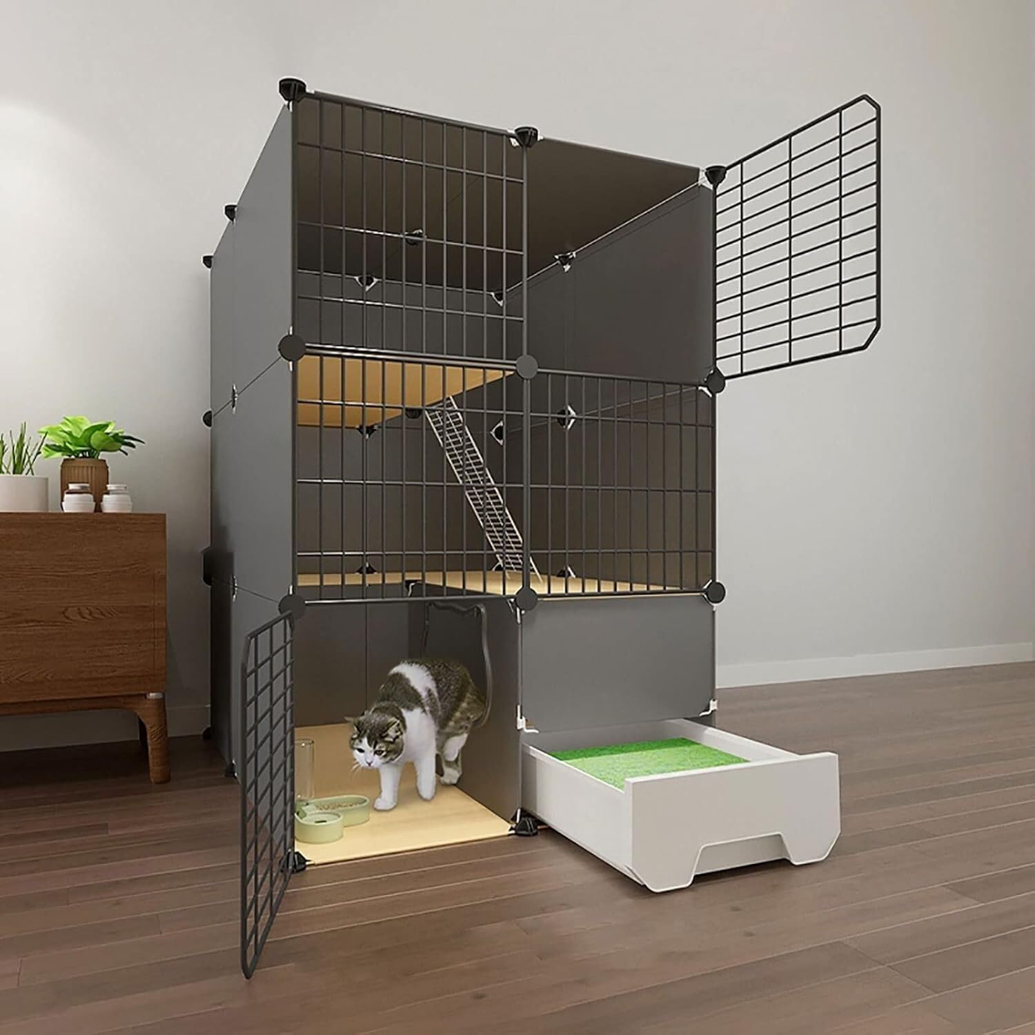 Gabbia in Metallo: Grande, Pieghevole e for Gatti(75X49X111CM)