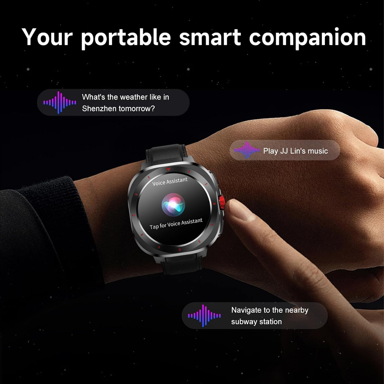 Yihou Military Smart Watches for Men Fitness Watch Fitness Tracker with Heart Rate Monitor Sleep Monitor Multiple Sport Modes Pedometer Bluetooth Call for Android iOS Black Leather