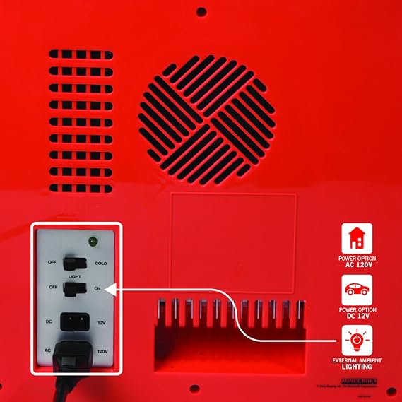 Ukonic Minecraft TNT Mini Fridge 6.7L, Holds 9 Cans, AC/DC Powered Thermoelectric Cooler Compact Official Gaming Decor for Dorm, Office, Car, or RV