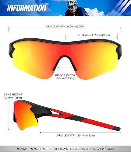 Miniatura 4 de Lentes de sol deportivos polarizados para hombres y mujeres, lentes UV400 de una sola pieza, para béisbol, correr, ciclismo, pesca