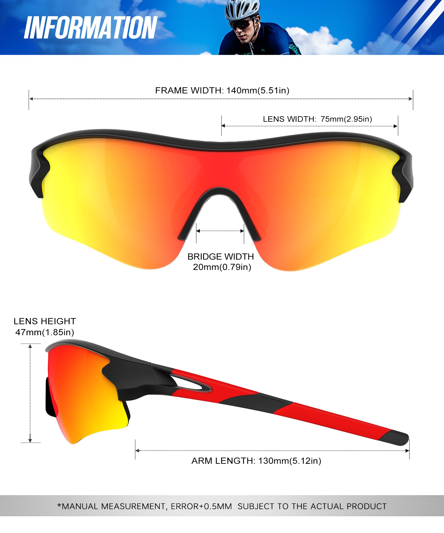 Occhiali da sole polarizzati sportivi per uomo-donna da corsa: occhiali da sole per ciclismo, golf, pesca, con protezione UV