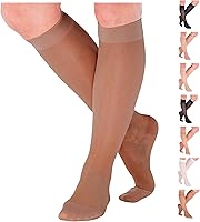 Vista 1 de ABSOLUTE SUPPORT Hecho en EE. UU. - Medias de compresión graduada opacas de soporte transparente para rodilla para mujeres 15-20mmHg Para Beige
